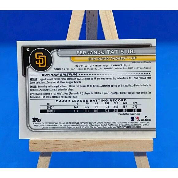 2024 Bowman Chrome - Fernando Tatís Jr. #92 Mojo Refractor - Picture 4 of 4